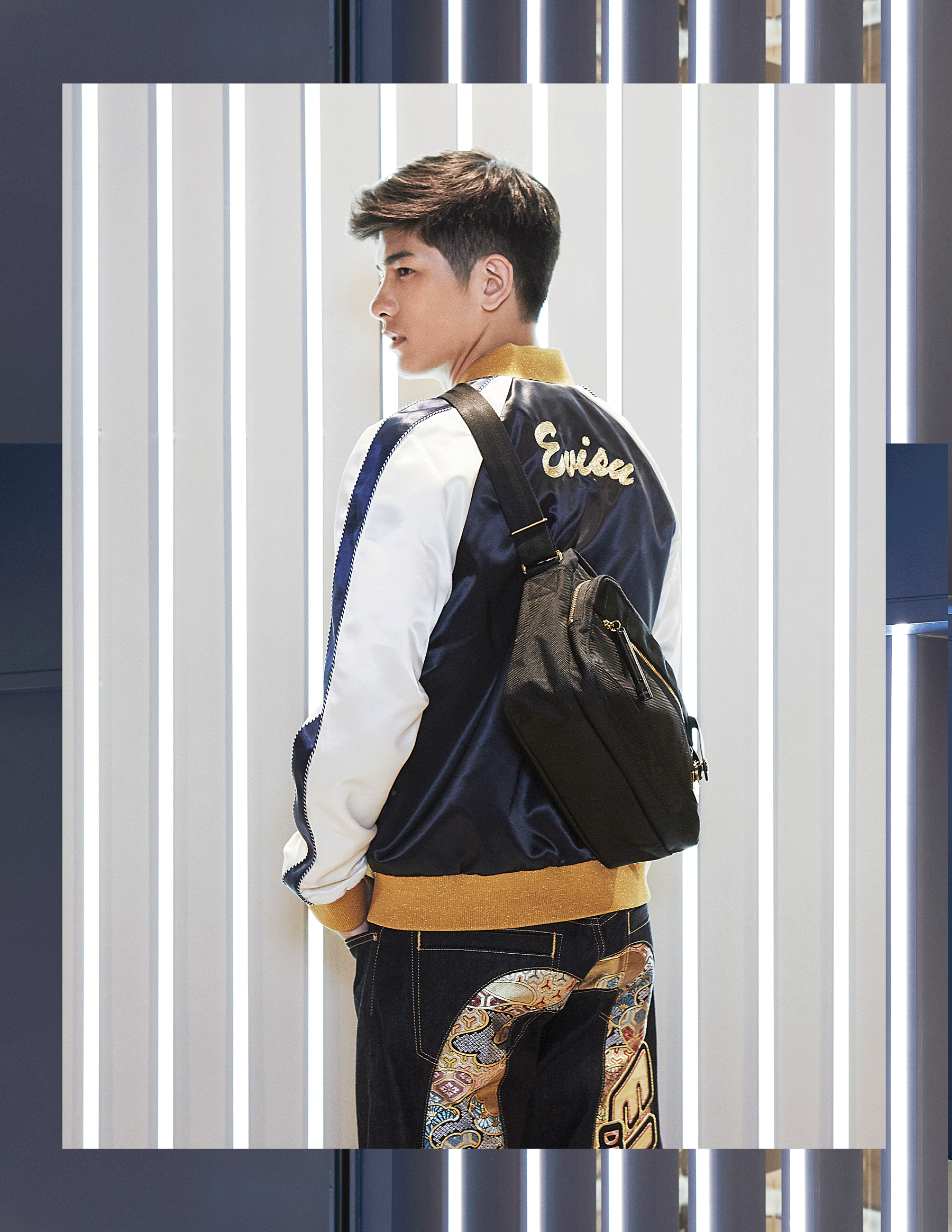 Jacket and Jeans : EVISU / Bag : PORTER