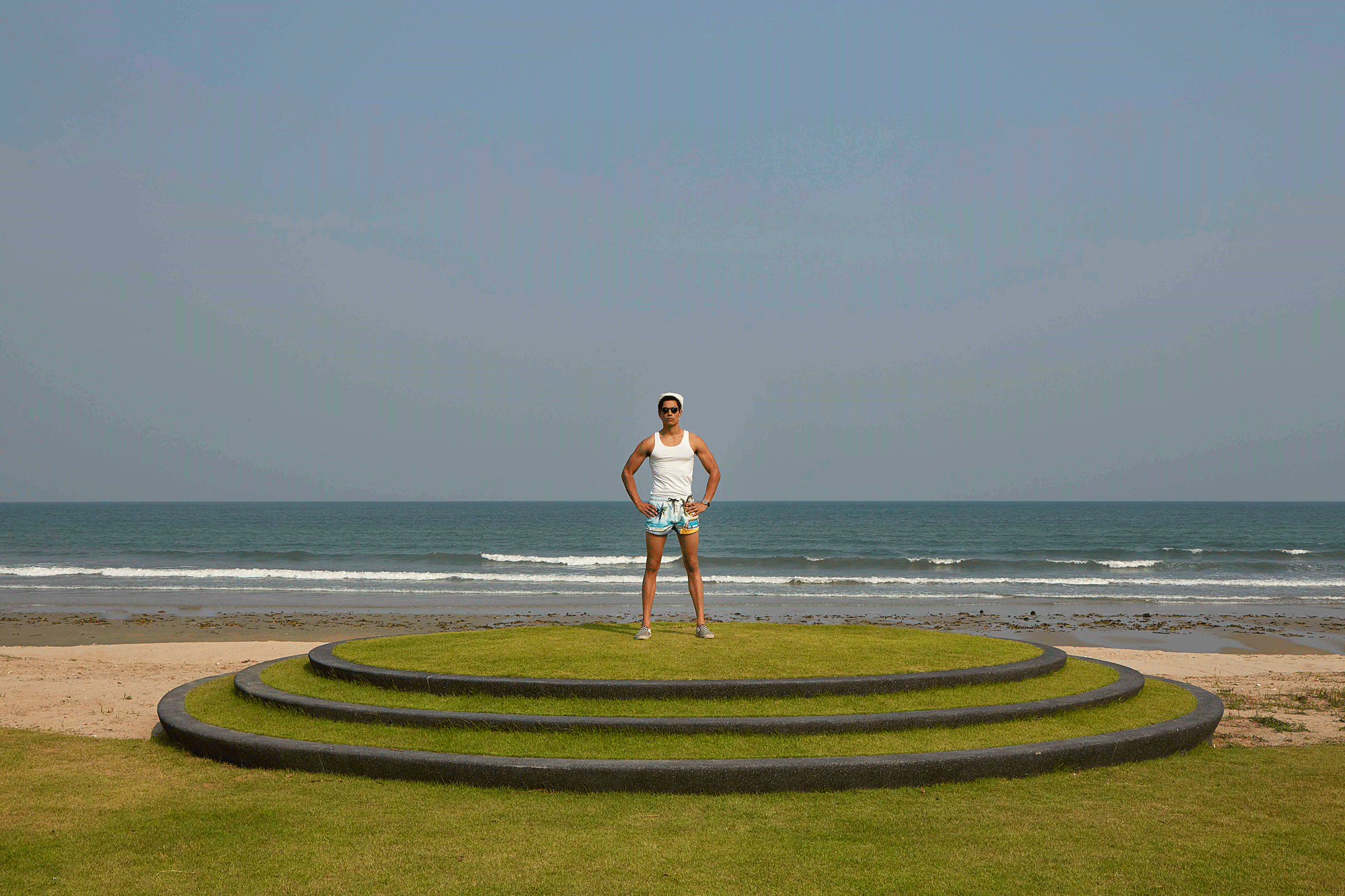 tank top & trunks: JOCKEY / sunglasses : TAVAT