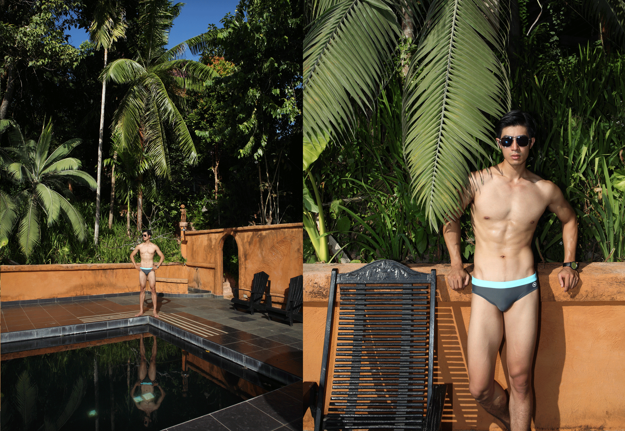 swimwear : NOXX / sunglasses : TAVAT / watch : FORREST