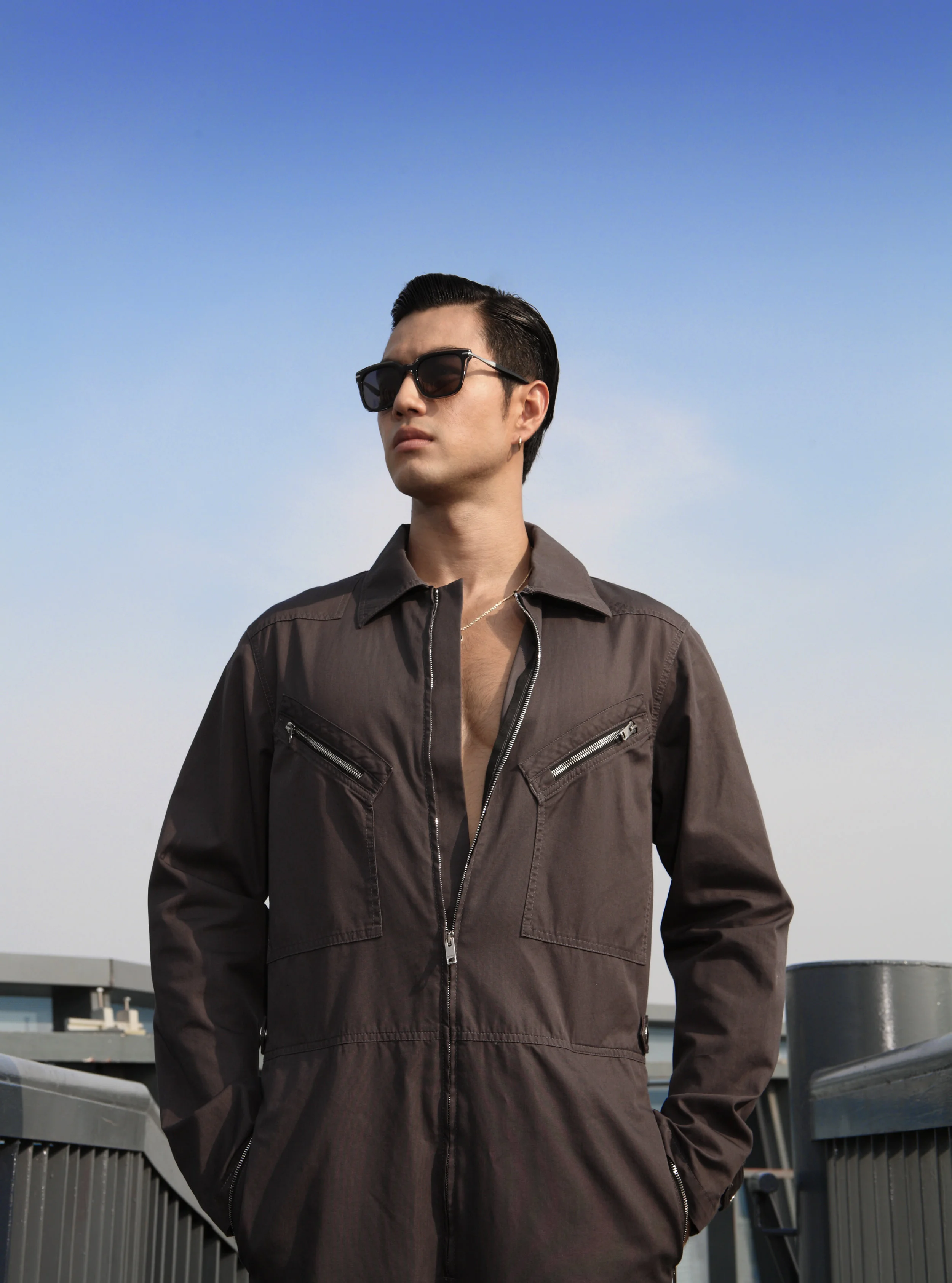 jumpsuit : GIVENCHY / sunglasses : Blake Kuwahara