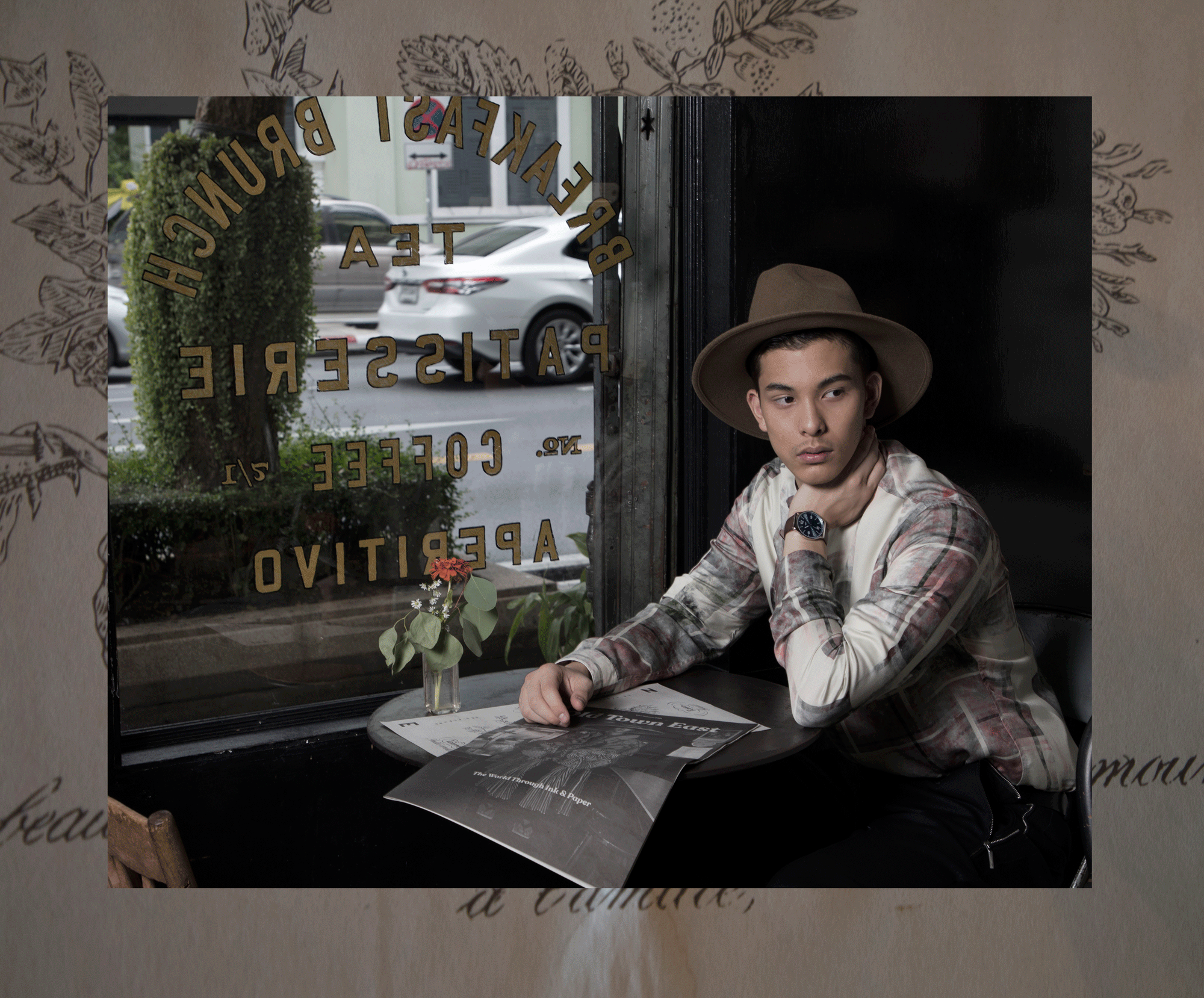 clothes : Emporio Armani / hat : Famosa Andina watch : SWATCH - SKINWIND