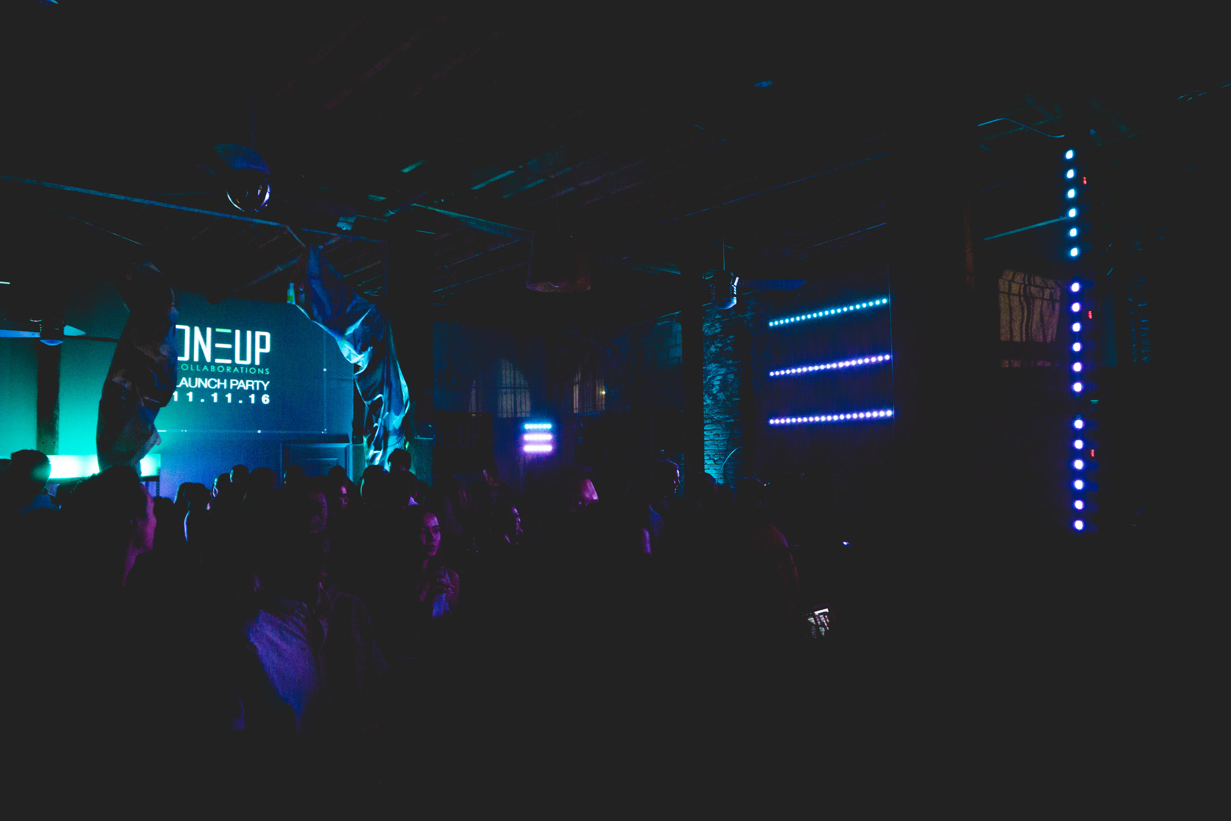 Shout out to DJZ Productions for perfect lighting that was totally on brand with the ONEUP logo.