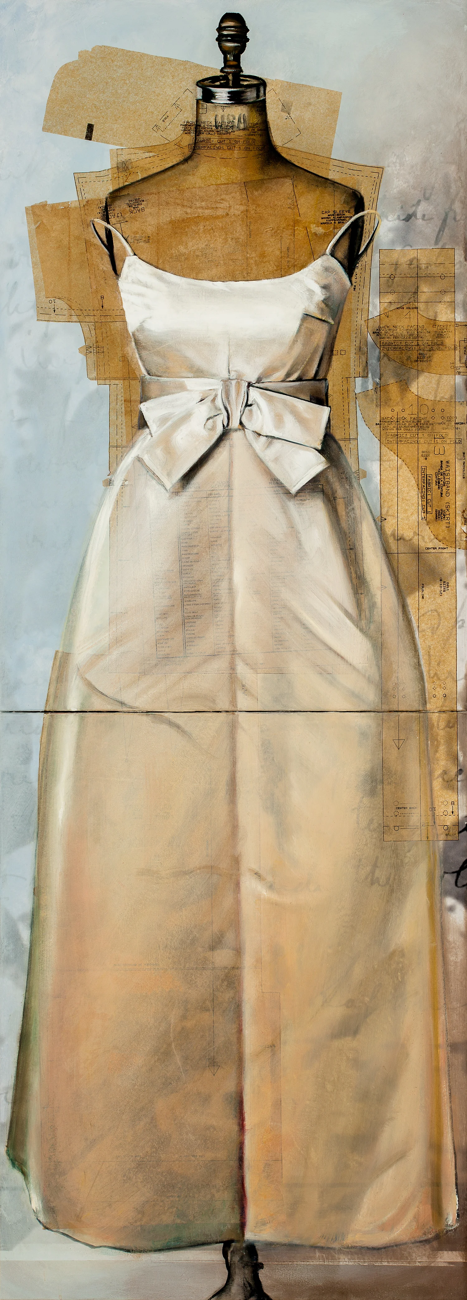 Redress: A Tribute to Emma Lazurus, Oil and paper on canvas, 66 in x 24 in, 2017