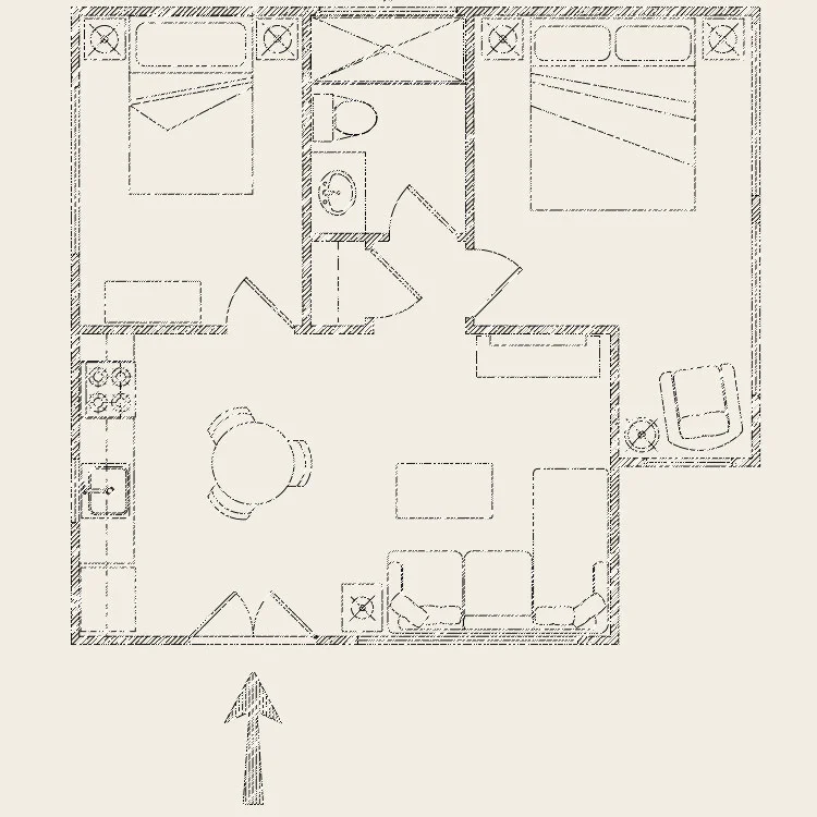 Room map of The Brambles Rooms, in Philo, California 