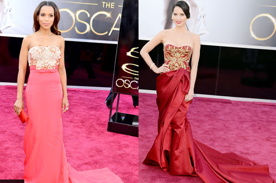 E! Online: Oscars Red Carpet Showdown! Kerry Washington and Olivia Munn Wear Similar Dresses