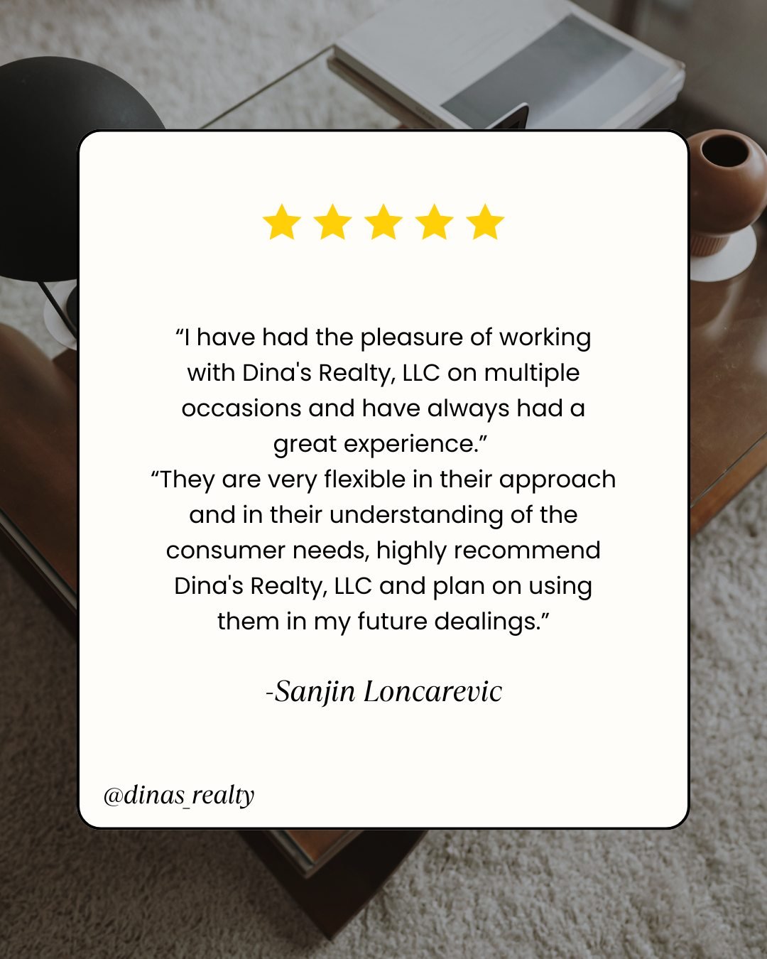 ⭐️ See what out clients are saying!
To read moree reviews, or leave a review visit our link in bio.
📧info@dinasrealty.com 📱 781-656-5156
#DinasRealty #Testimonials #Grateful #HappyClients #RealEstate #FindingHomes #SellingHomes #WorkingTog