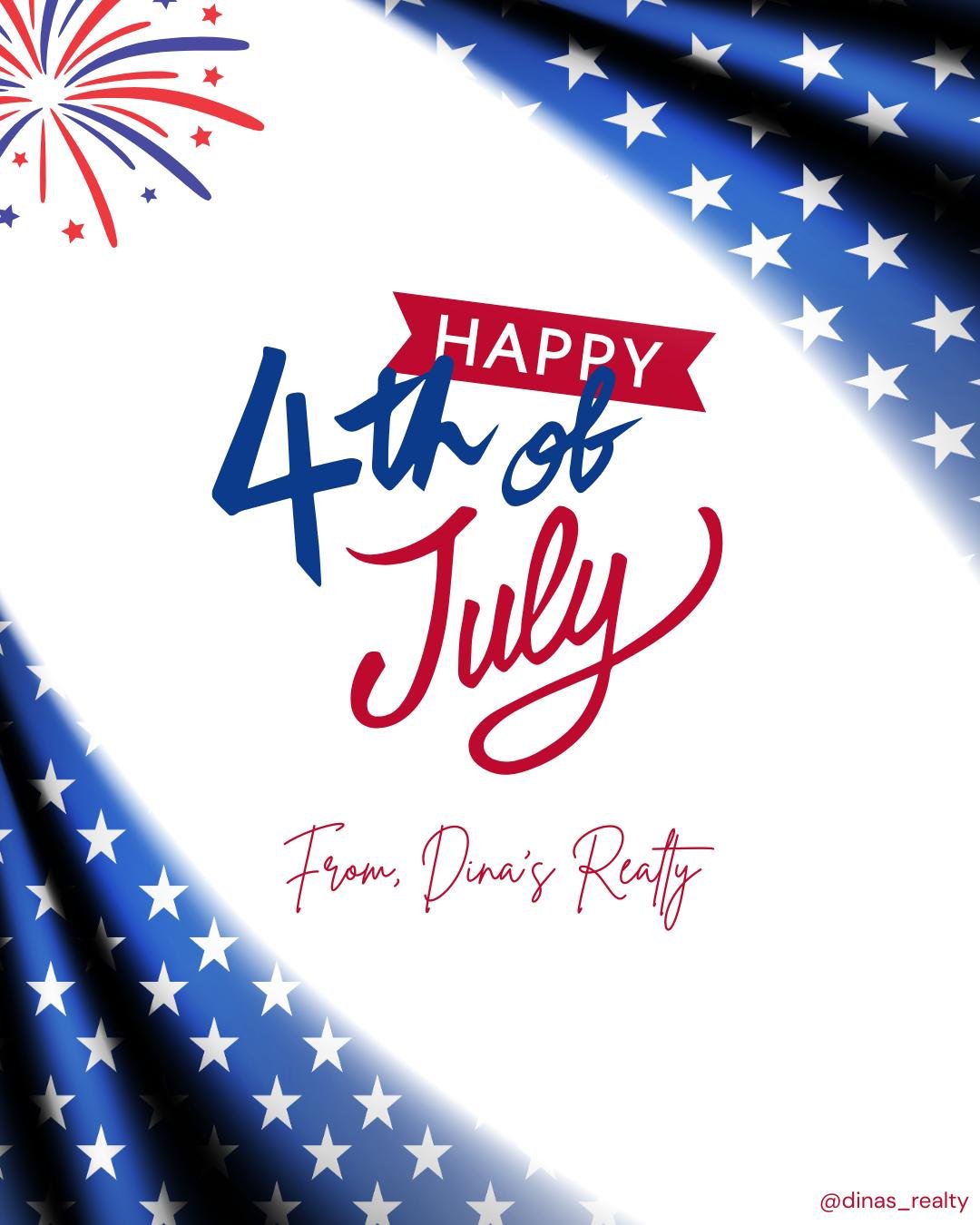 💫 Land of the free- because of the brave. Celebrating freedom, family, and the place we call home today. Wishing you a safe and happy 4th of from Dina's Realty! #independencesday #redwhiteandblue #brave #freedom #home #4thofJuly #Dinasrealty