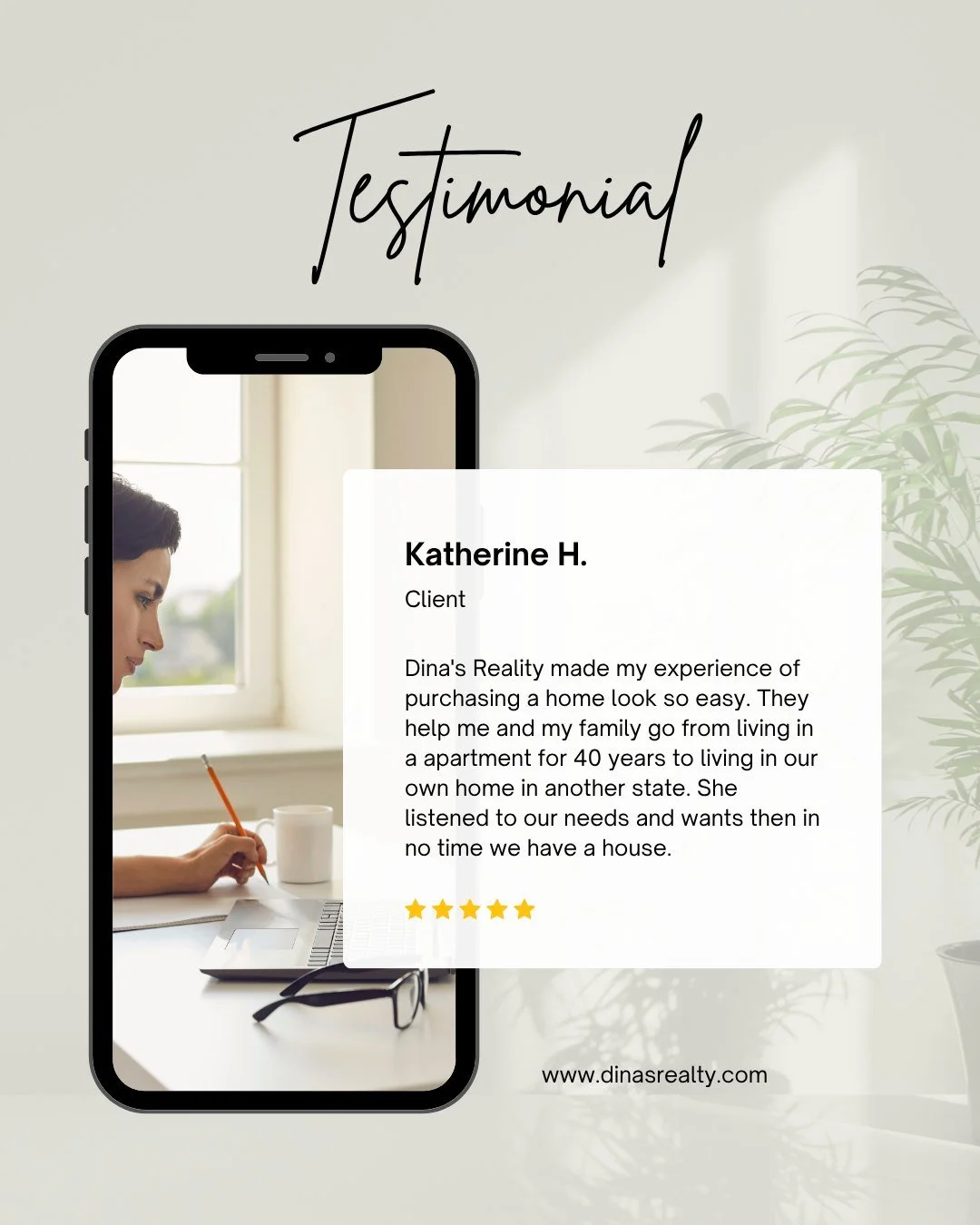 We love to hear client feedback! To write a review or read more click the website link in our bio!

📍 www.dinasrealty.com