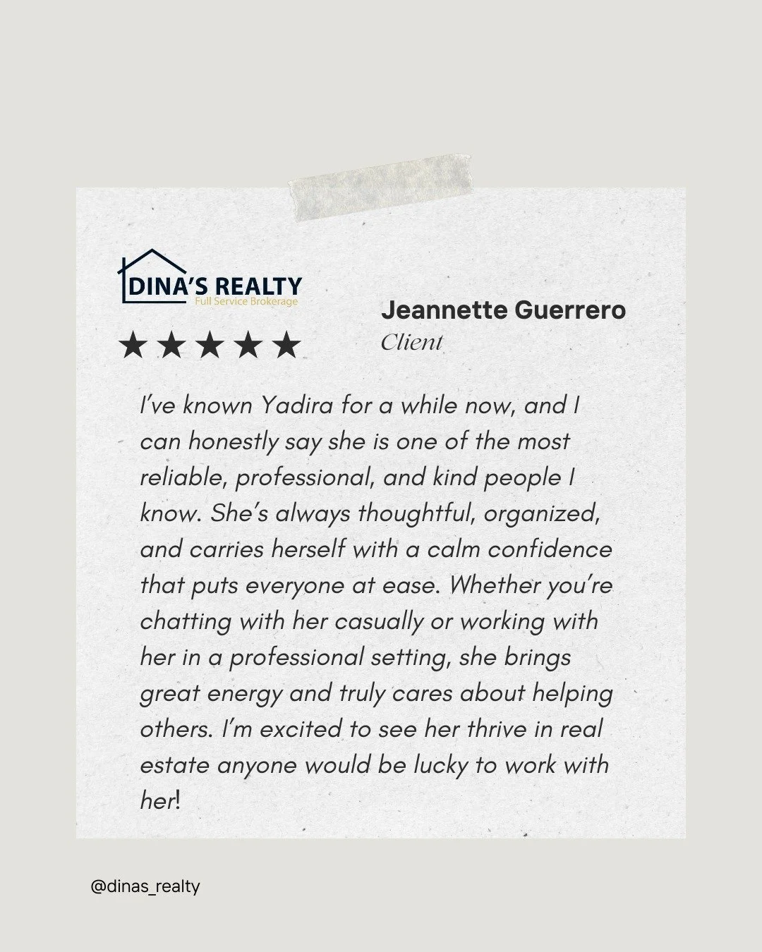 Such a thoughtful review from Jeannette! 😁

Want to work with Yadi? Contact us today to set up an appointment.

#DinasRealty #Agent #YadiDinasRealty #BostonRealEstate #RevereBeachRealEstate #ClientReviews