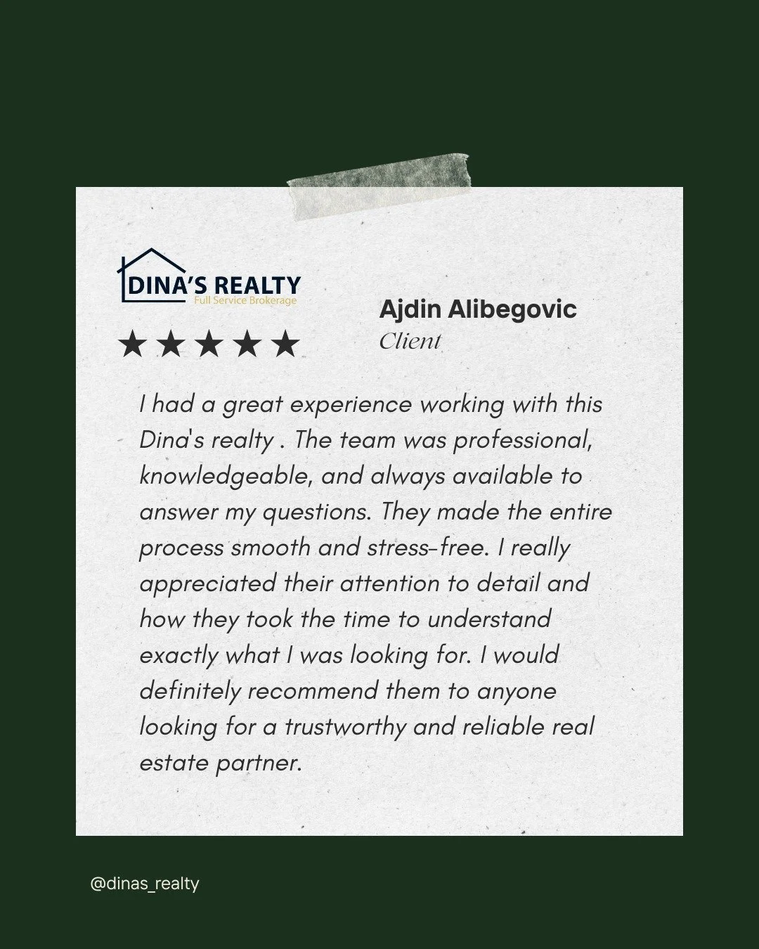 Thank you Adjin for the thoughtful words!

We always want to create the best experience for our clients, wether it's selling, buying, leasing or just sharing general real estate advice!

#dinasrealty #realeestate #clients #reviews #clientlove #commun