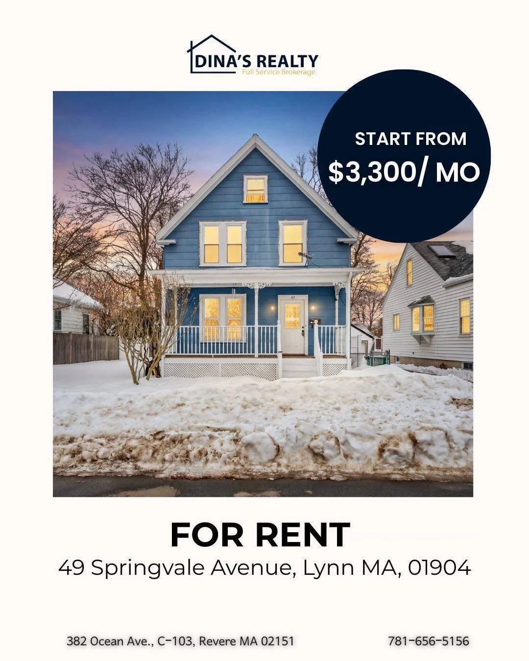 🌟New Listing Alert! Looking for a rental in Lynn? Contact Dina's Realty today to get exclusive insight into this property!

📱781-656-5156 💻 info@dinasrealty.com

#DinasRealty #RevereBeachRealEstate #BostonRealEstate #Agents #Selling #Buying #Inves