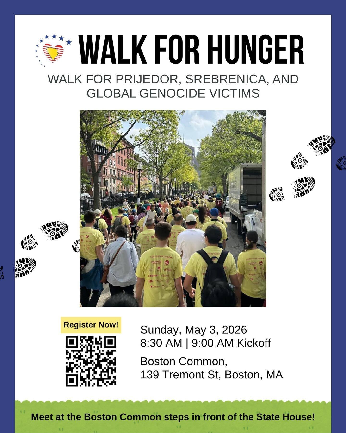 Join the New England Friends of Bosnia and Herzegovenia on Sunday, May 3rd for a fun-filled day of community, compassion, and action against hunger.

For the past decade, this organization has joined this important initiative and this year will walk 