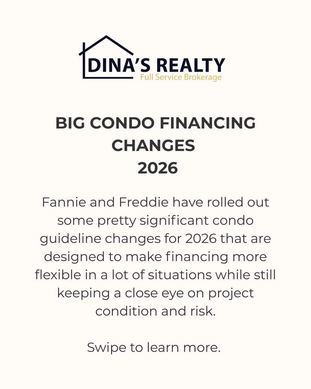 Big Condo Financing changes for 2026 provided by NMF Lending. Looking to learn more about condo financing? Contact us today.

📱781-656-5156 💻 info@dinasrealty.com

#DinasRealty #RevereBeachRealEstate #BostonRealEstate #Agents #Selling #Buying #Inve