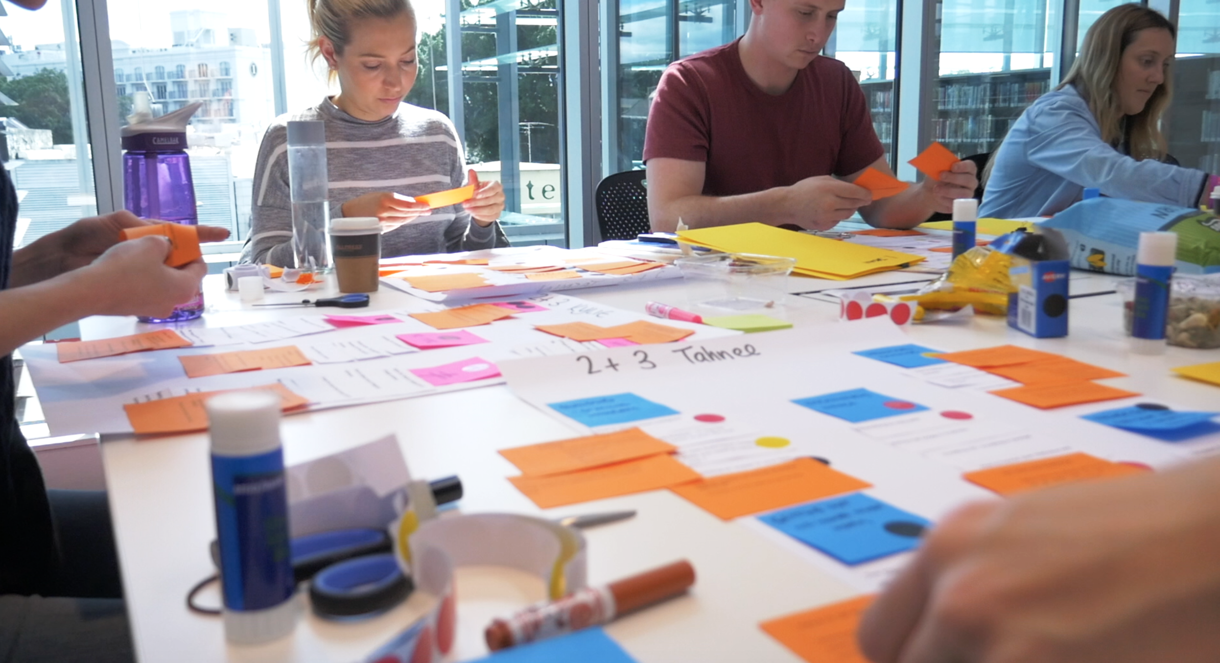 Prioritising content themes for Lauren's coaching products during the focus group.