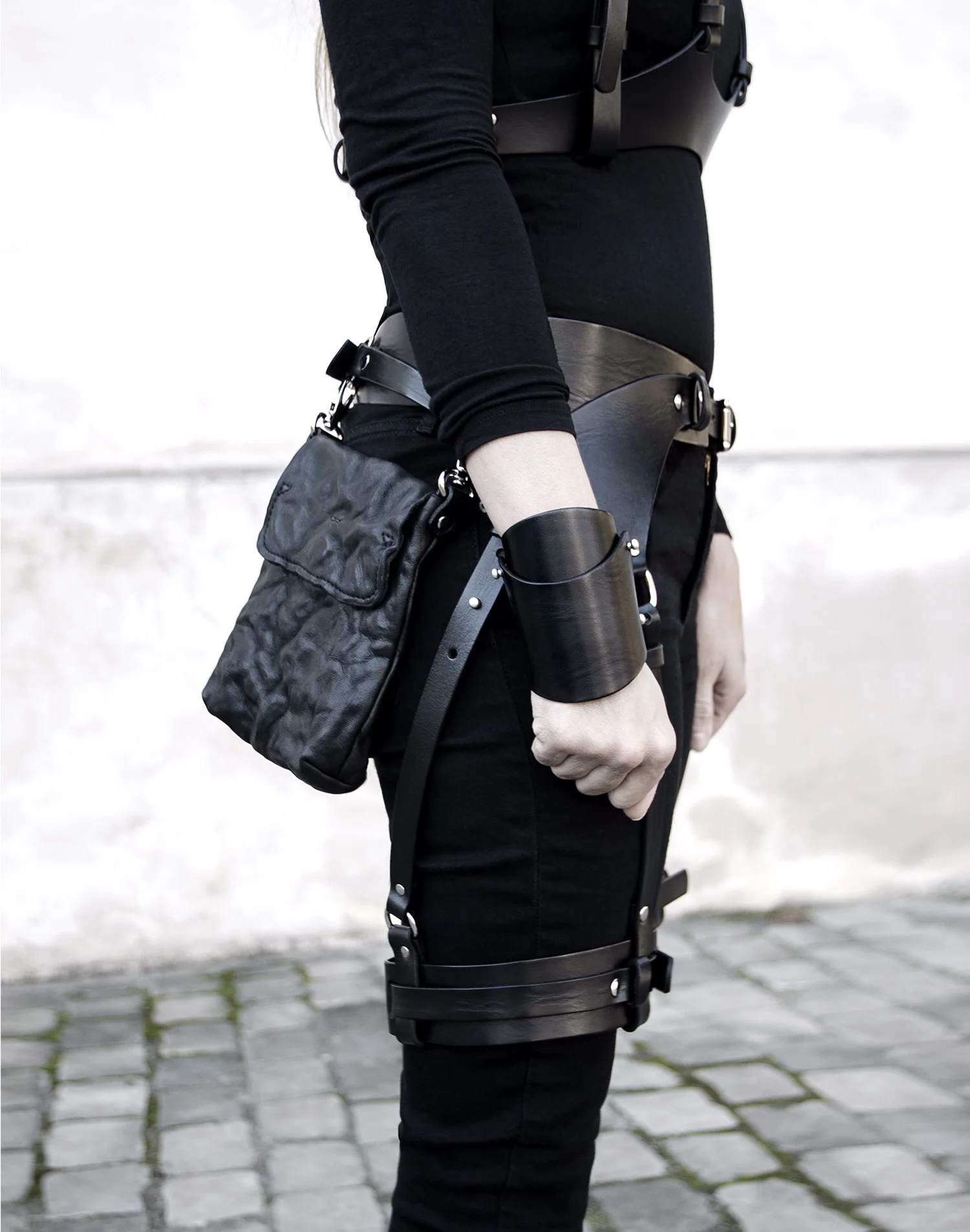 Myles Black Garter Belt with Punch - TEO+NG