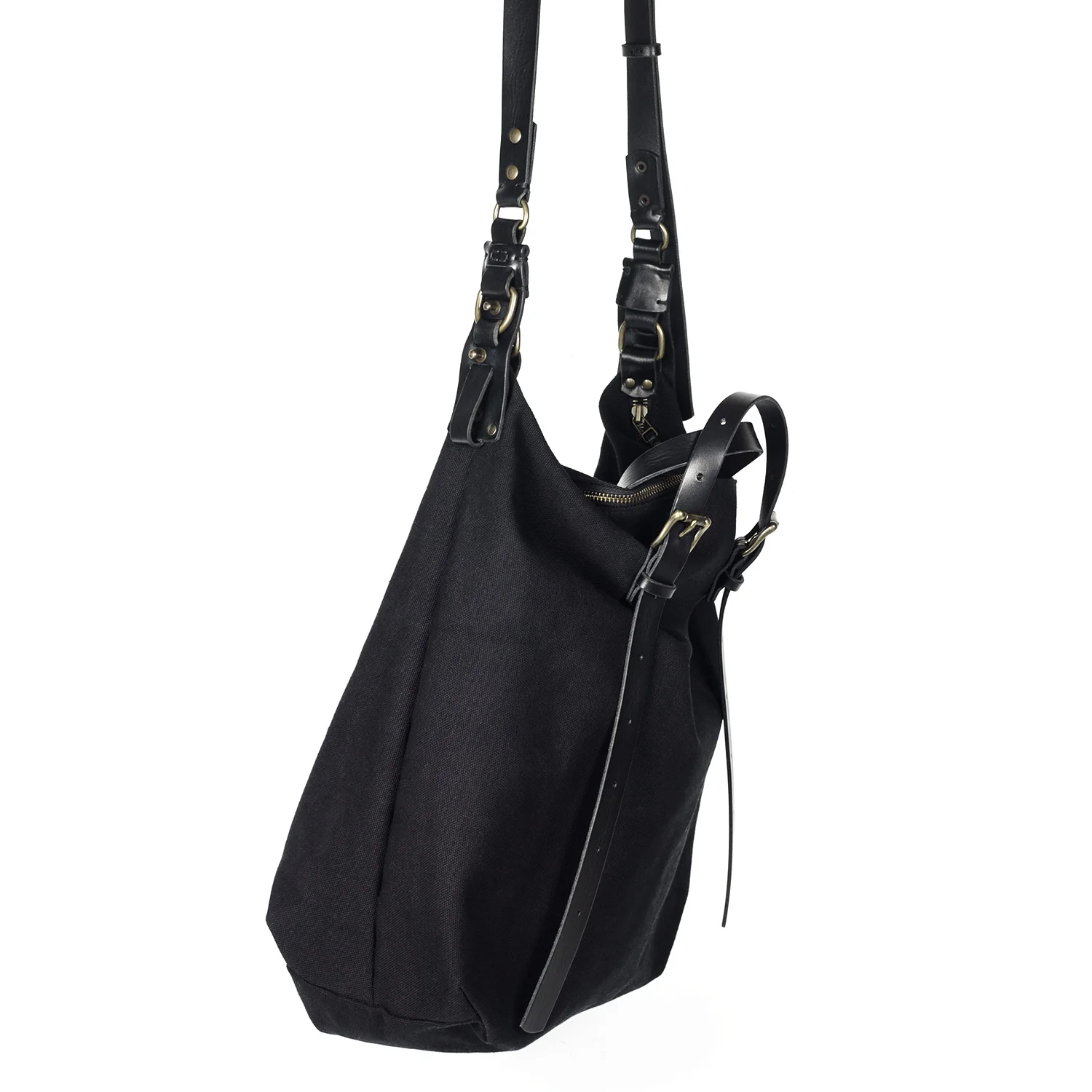 Timeus Black Canvas Shoulder Bag - TEO+NG