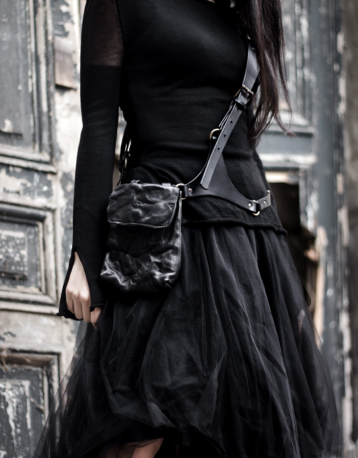 Akira Black Harness Pouch - TEO+NG