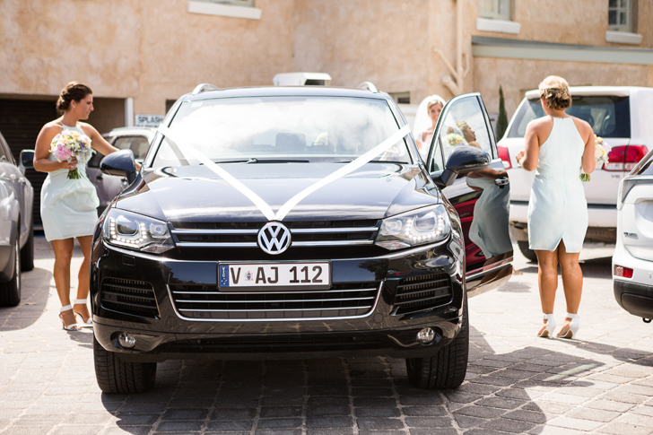 Pimping their ride to the ceremony – in Kate’s favourite car.