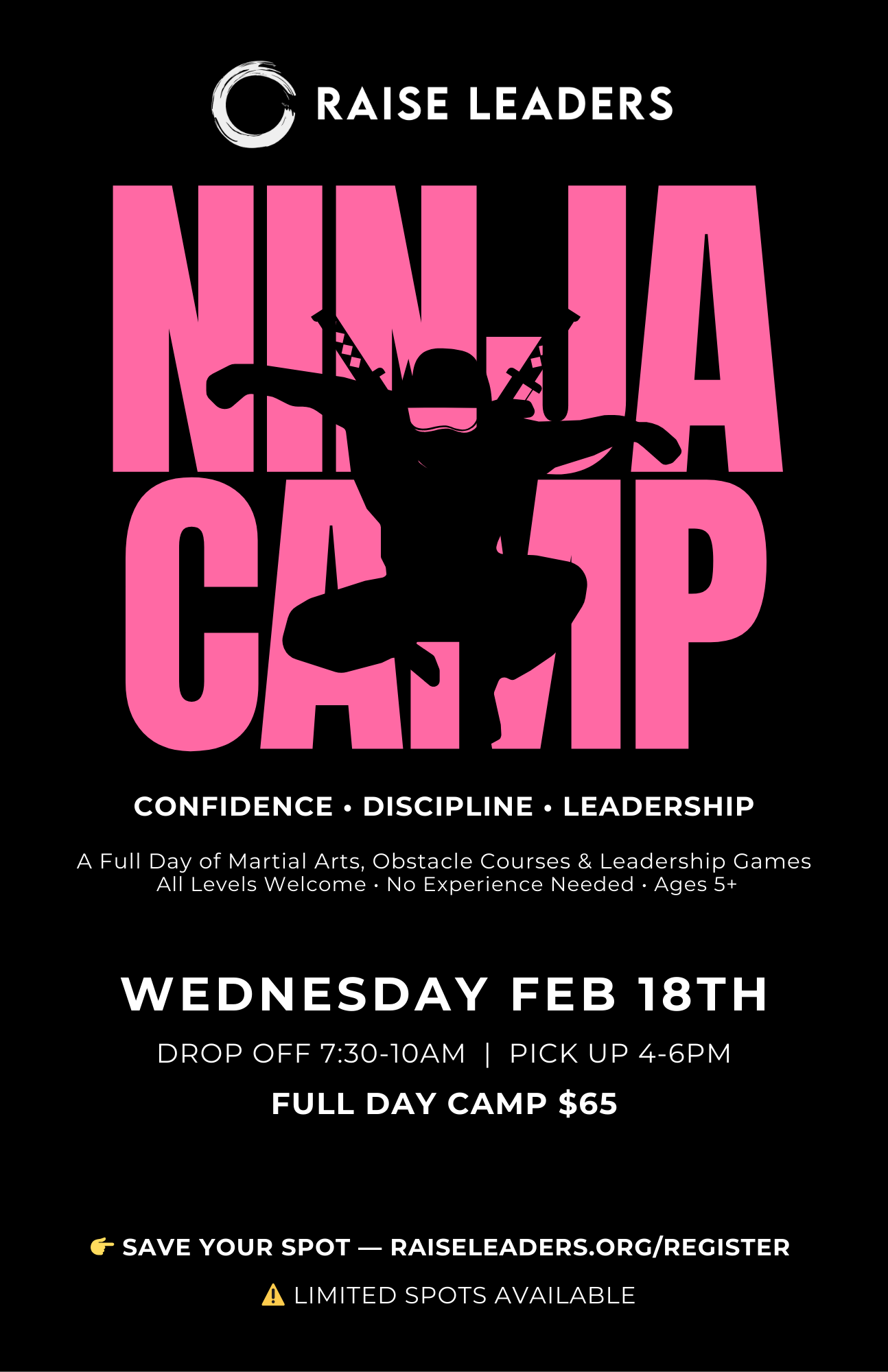 Raise Leaders Day Camp Event Flyer