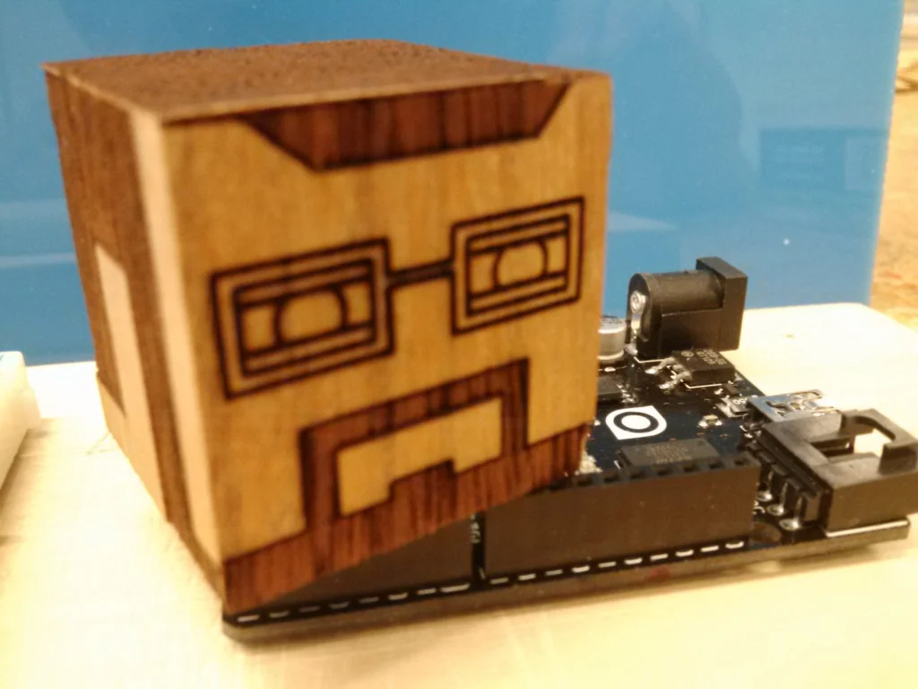 Detailed laser engraved cube.