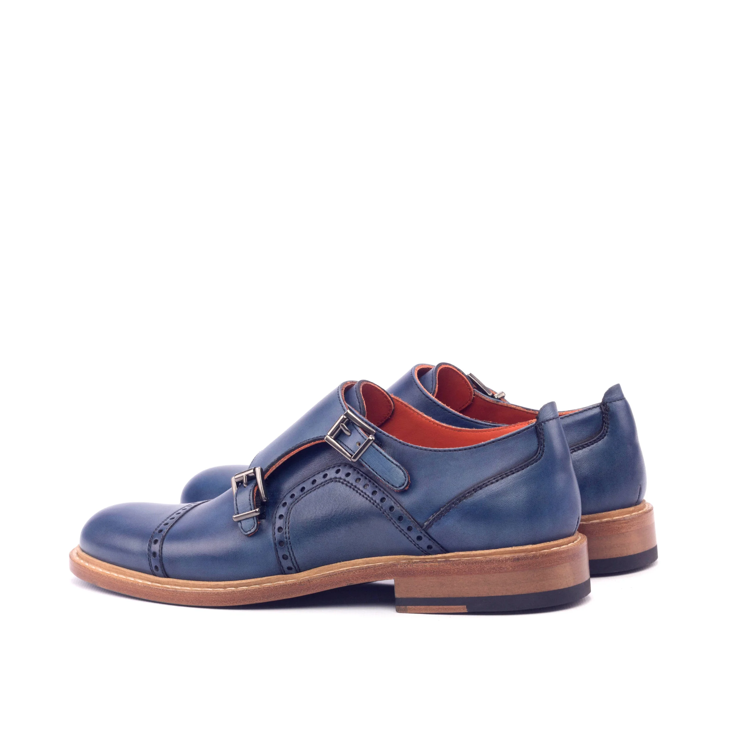 Women Double Monk - Painted Calf Navy-Ang6.jpg