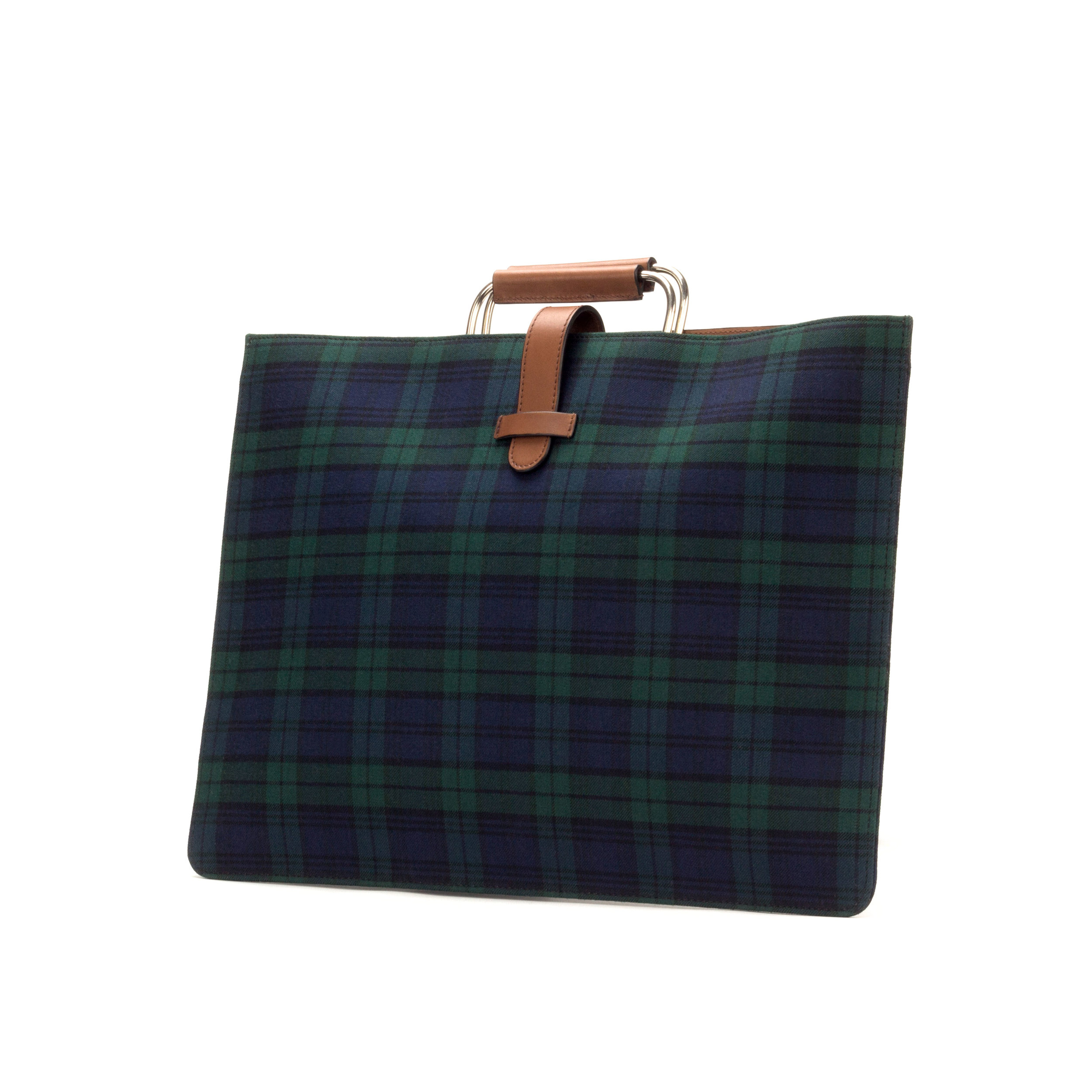Satchel - Wool Blackwatch-Painted Calf Med Brown-Ang1.jpg