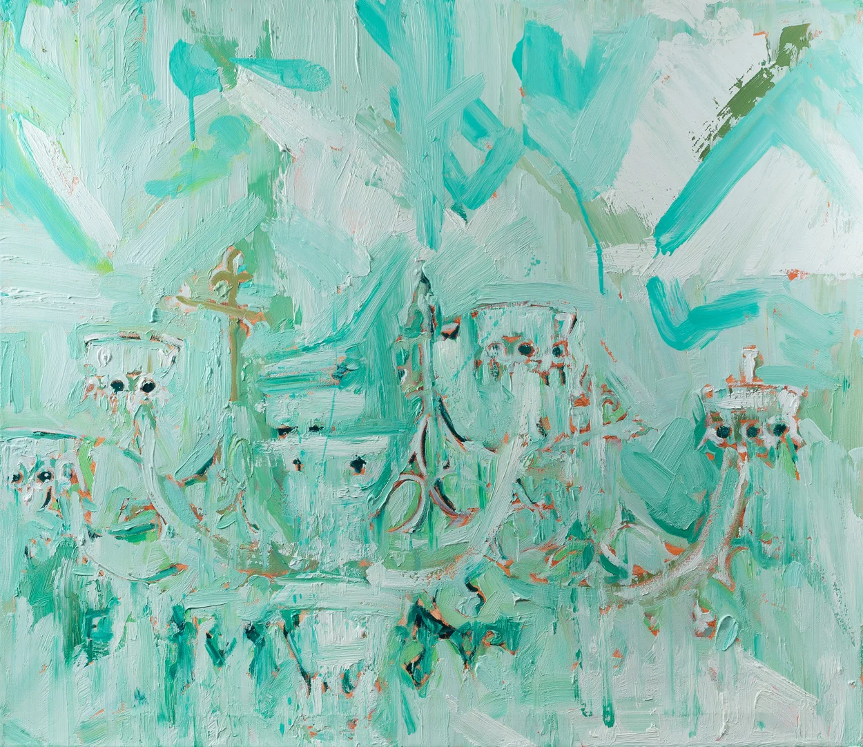 Chandeliertsky III, Oil and pencil on canvas, 80x90 cm, 2013