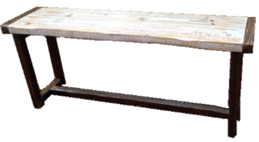 ThinLine Plank Bench 48" long x 12" wide x 18" tall Whitewash with dark walnut trim $235