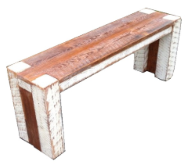 Tinted Block Bench 4' long x 12" wide x 18" tall Natural finish with Whitewash trim $265