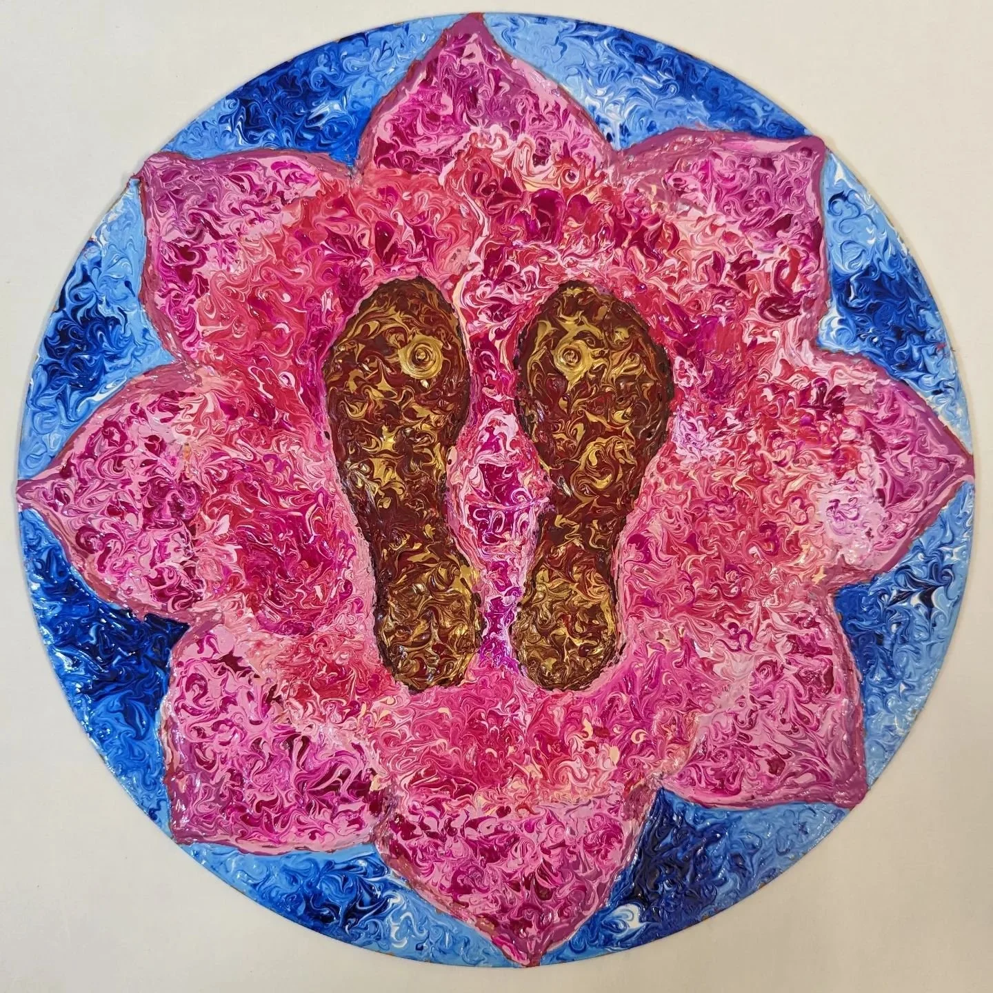 Shri guru Charan saroj raj ..
Gracious feet on  8 petal Lotus. My offering to God within