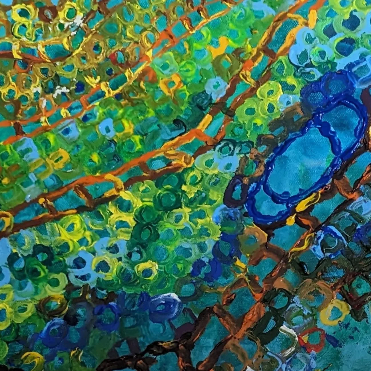 Exploring the microscopic view of life. Under the pathologist's microscope, life and death fight in an illuminated circle in a sort of cellular bullfight. The pathologist's job is to find the bull among the matador cells. This is part of a work in pr