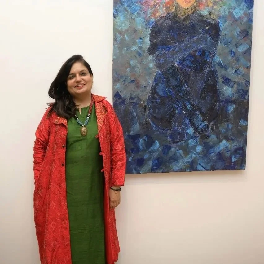 One of my paintings exhibited at Lalitkala Academy in Delhi is titled Feeling Blue: In the best of times or the worst, all the light we need&nbsp;is&nbsp;in&nbsp;us. You need to let the wounds heal to see the light within you.
Once you zoom in, you c