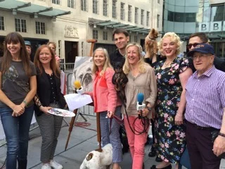 Painting the Jo goods pooch Matilda live on BBC Radio Londons 'The Barking Hour'
