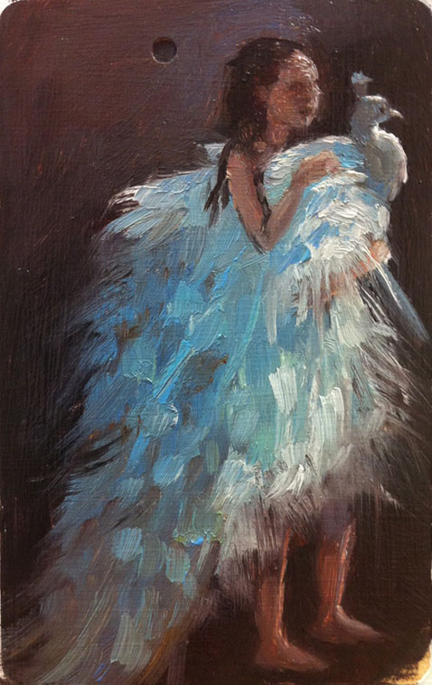 Girl with White Peacock