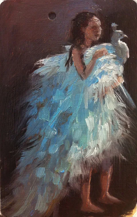 Girl with White Peacock