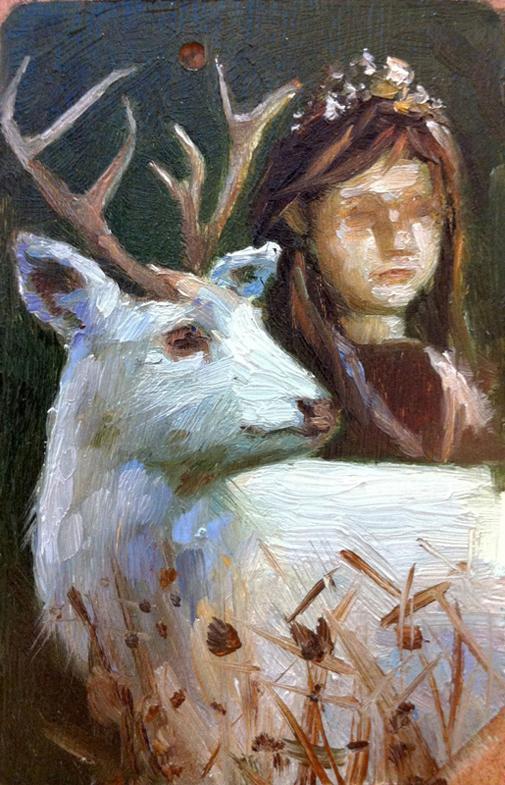 Girl with White Stag