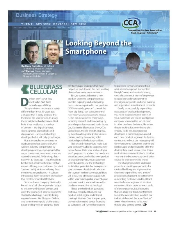 Trade article (ghostwritten). Originally published in The CCA Voice, a wireless industry magazine. 