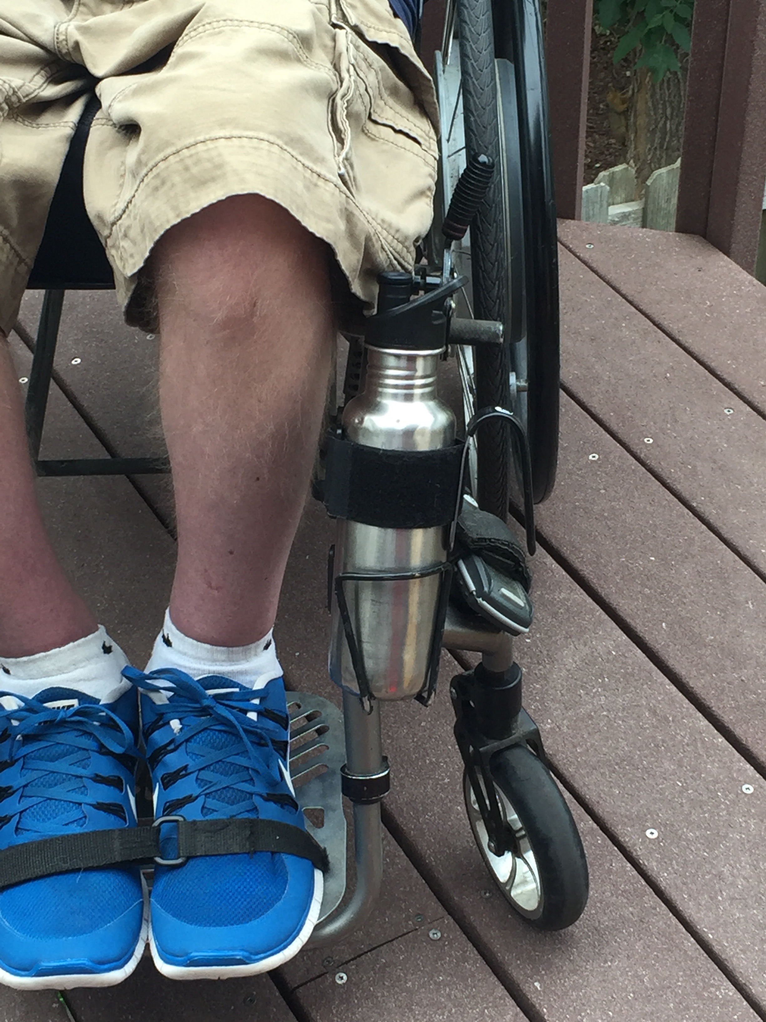 uDrink on water bottle & QuickCage on wheelchair