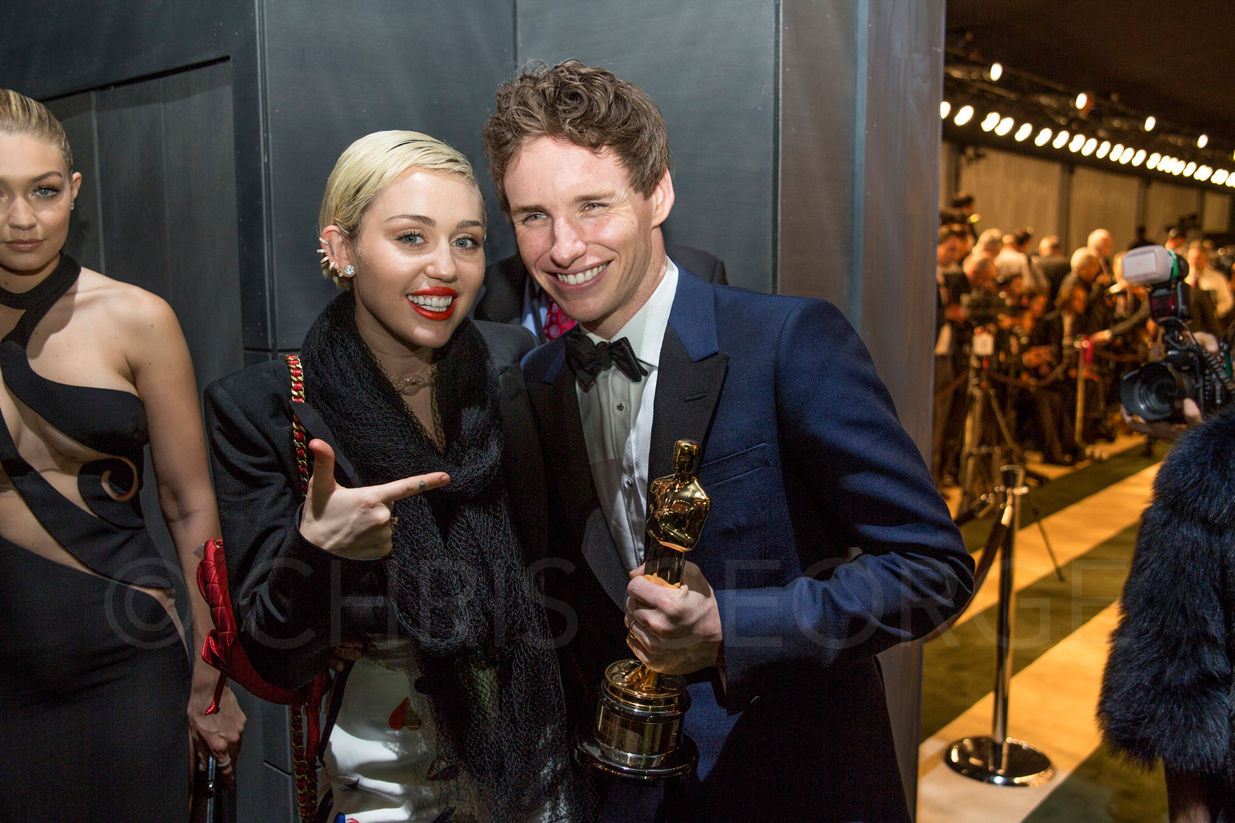 Miley Cirus and Eddie Redmayne, 2015