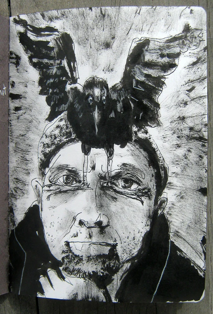 Self-portrait with crow's feet