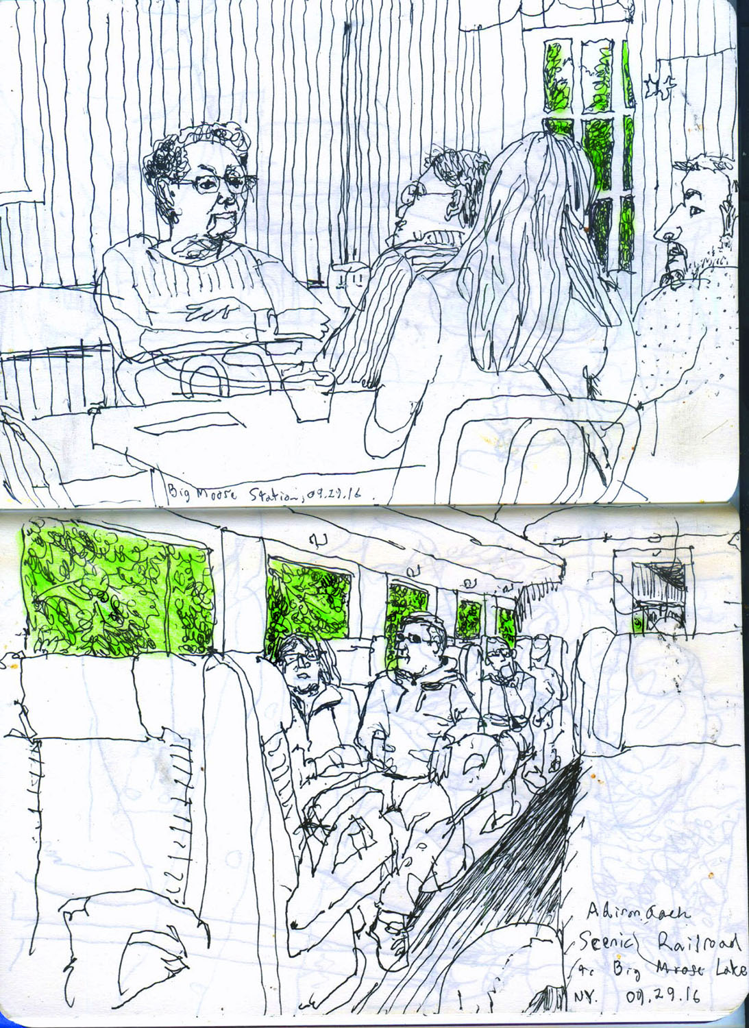 Some drawings from a scenic train ride my father & I took in the Adirondacks