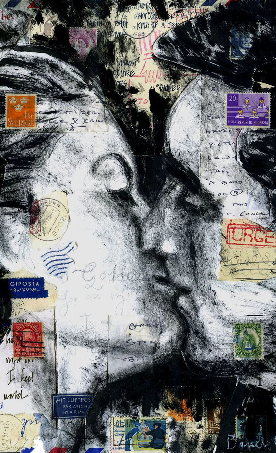 Here's a detail of Long Distance Lovers (the original measures 12" by 12")