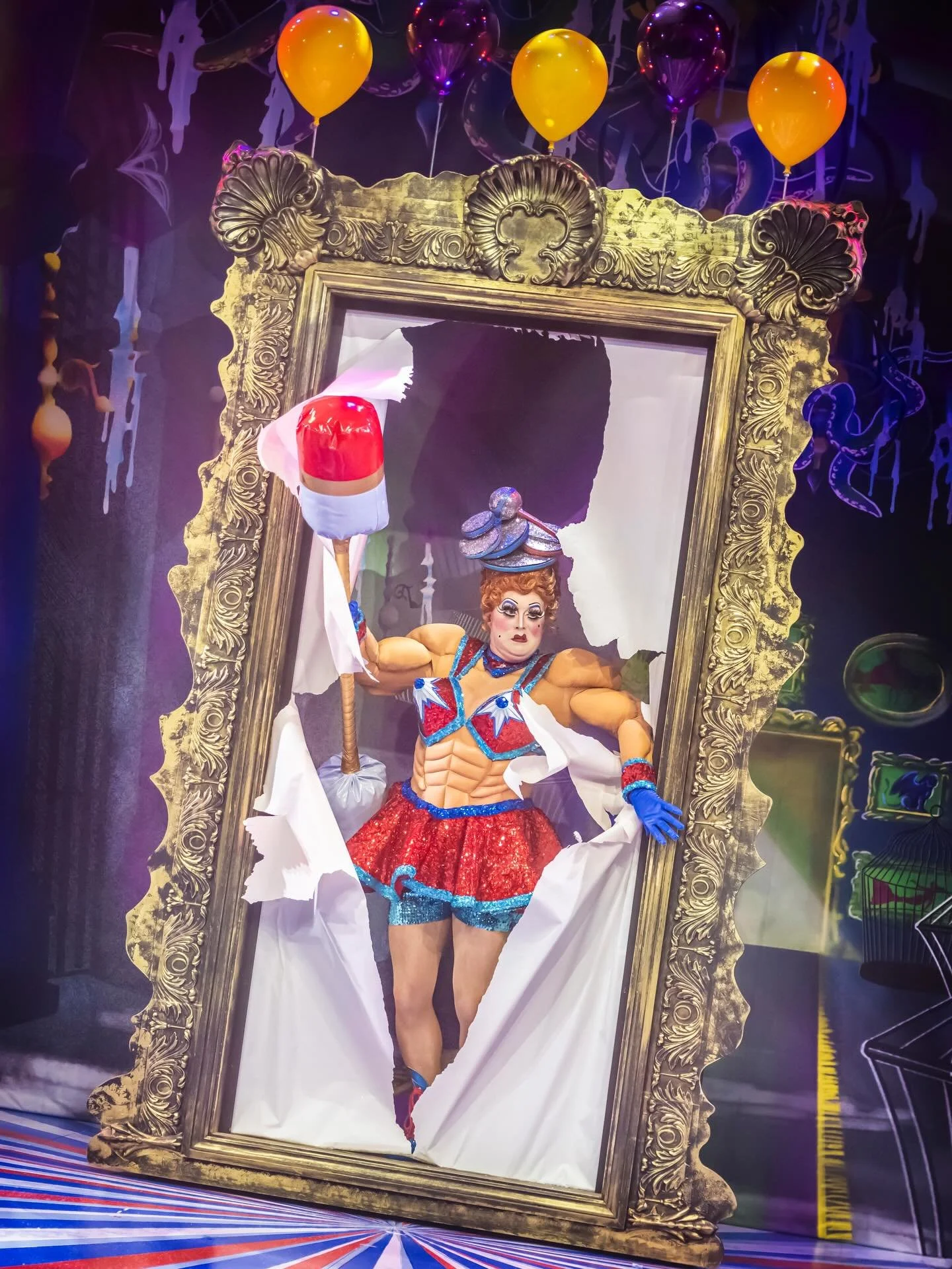 And just like that the circus is closed for business! 🎪 So here are some unseen pics from the run 🤫✨ (yes that is a Madonna/Gladiators inspired bodysuit and helicopter 🚁) 

#MotherGoose @mercurytheatrecolchester 

📸 @peachyraith 

🤍 Cast @clarke