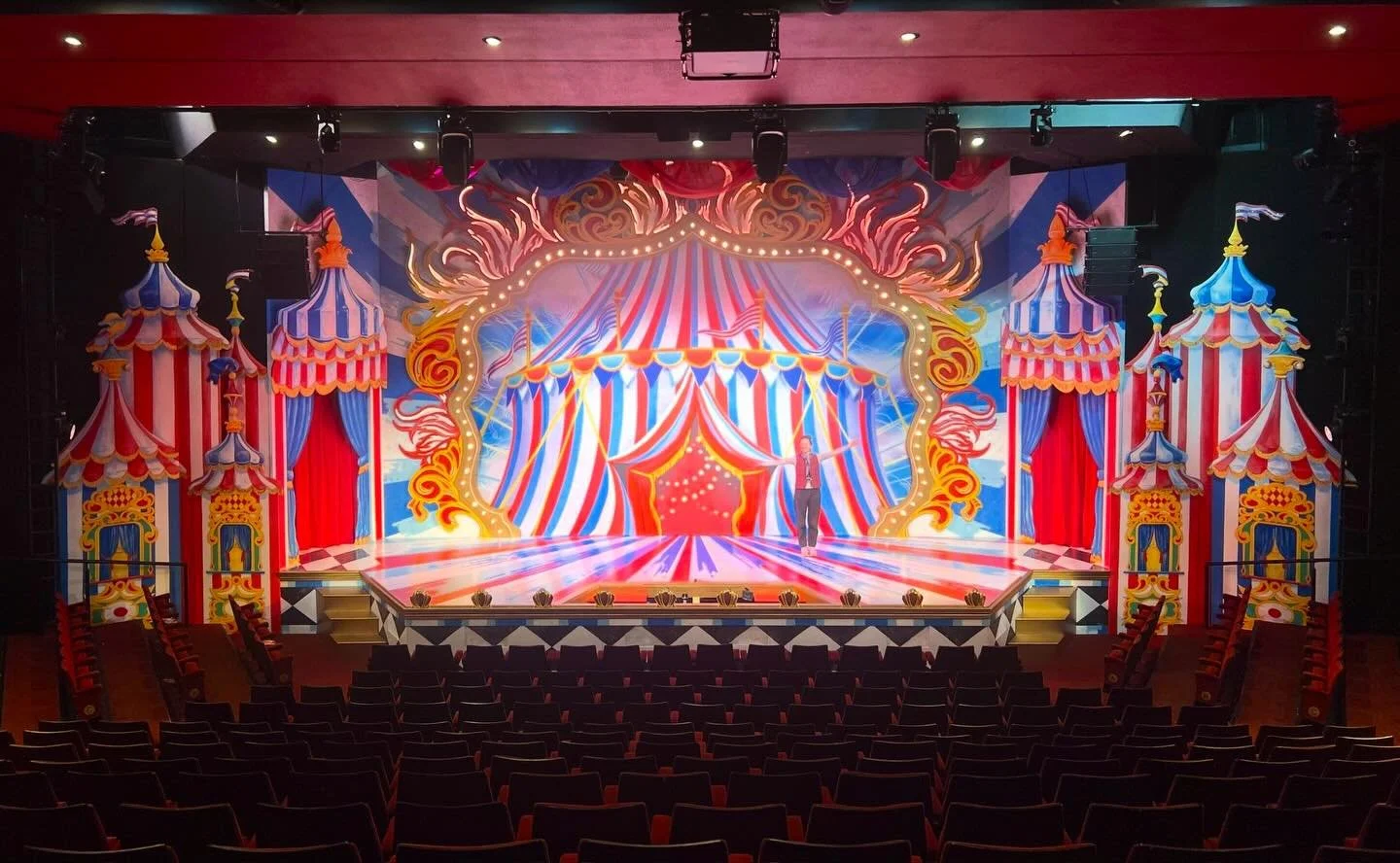 4 years of making panto magic at @mercurytheatrecolchester. 4 years of me standing on stage looking teeny tiny &amp; grinning like a madwoman once we&rsquo;ve opened. 4 years of working with this incredible team who make set design dreams come true ?