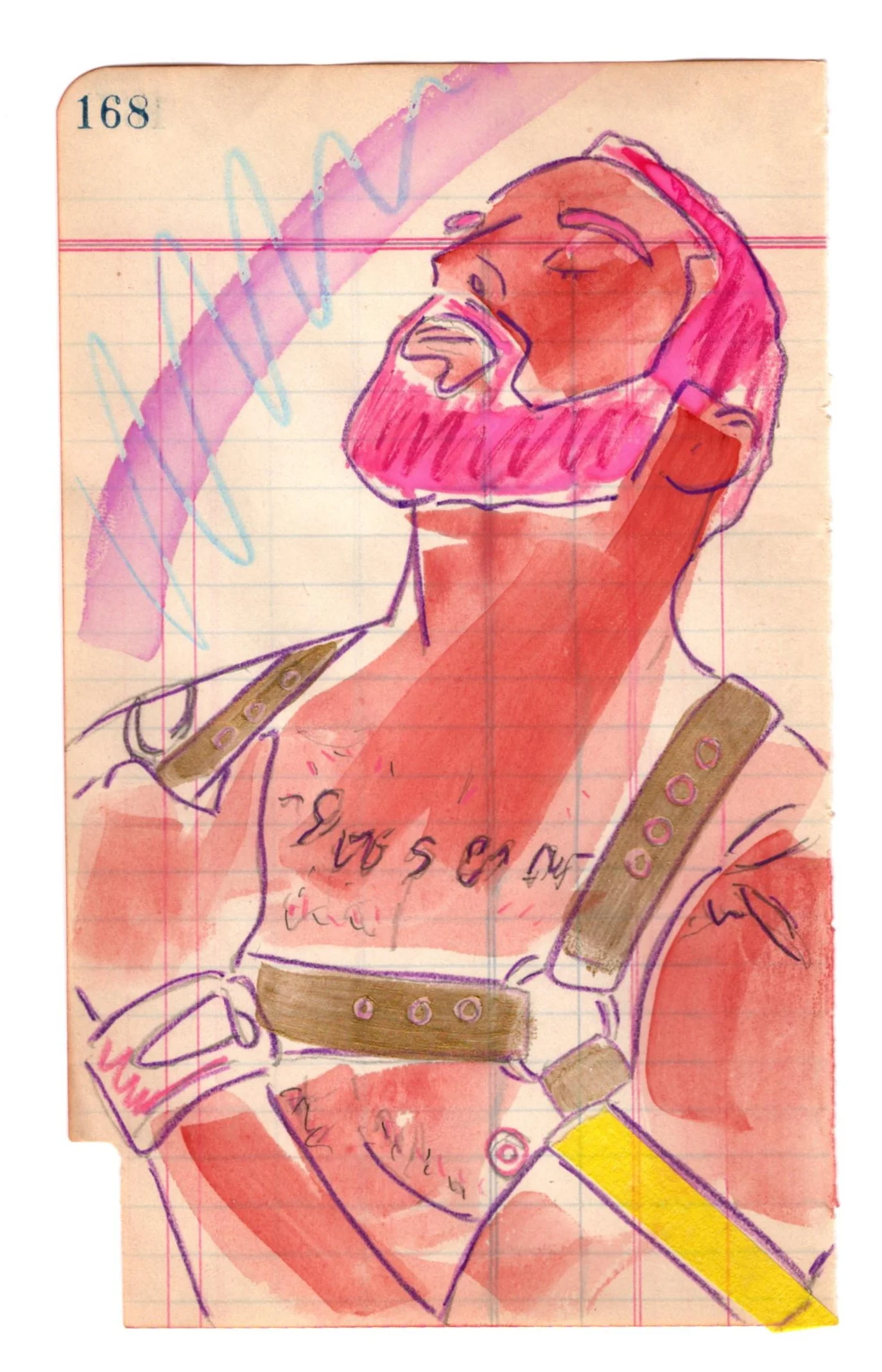 ‘@adicolored’ - 2018 watercolor, color pencil, masking tape, vintage ledger page