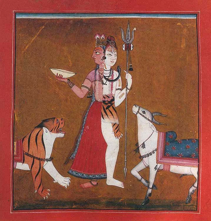 Ardhanarishwara: Shiva and Shakti in the same body; Mankot School, Western Punjab Hills, c.1710-20