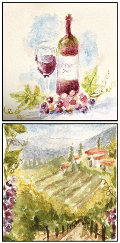 Wednesday 9/9 and 9/23  , 5:30 PM   (CST)  Both Beginner Classes - Wine Still Life and Vineyeard Vignette
