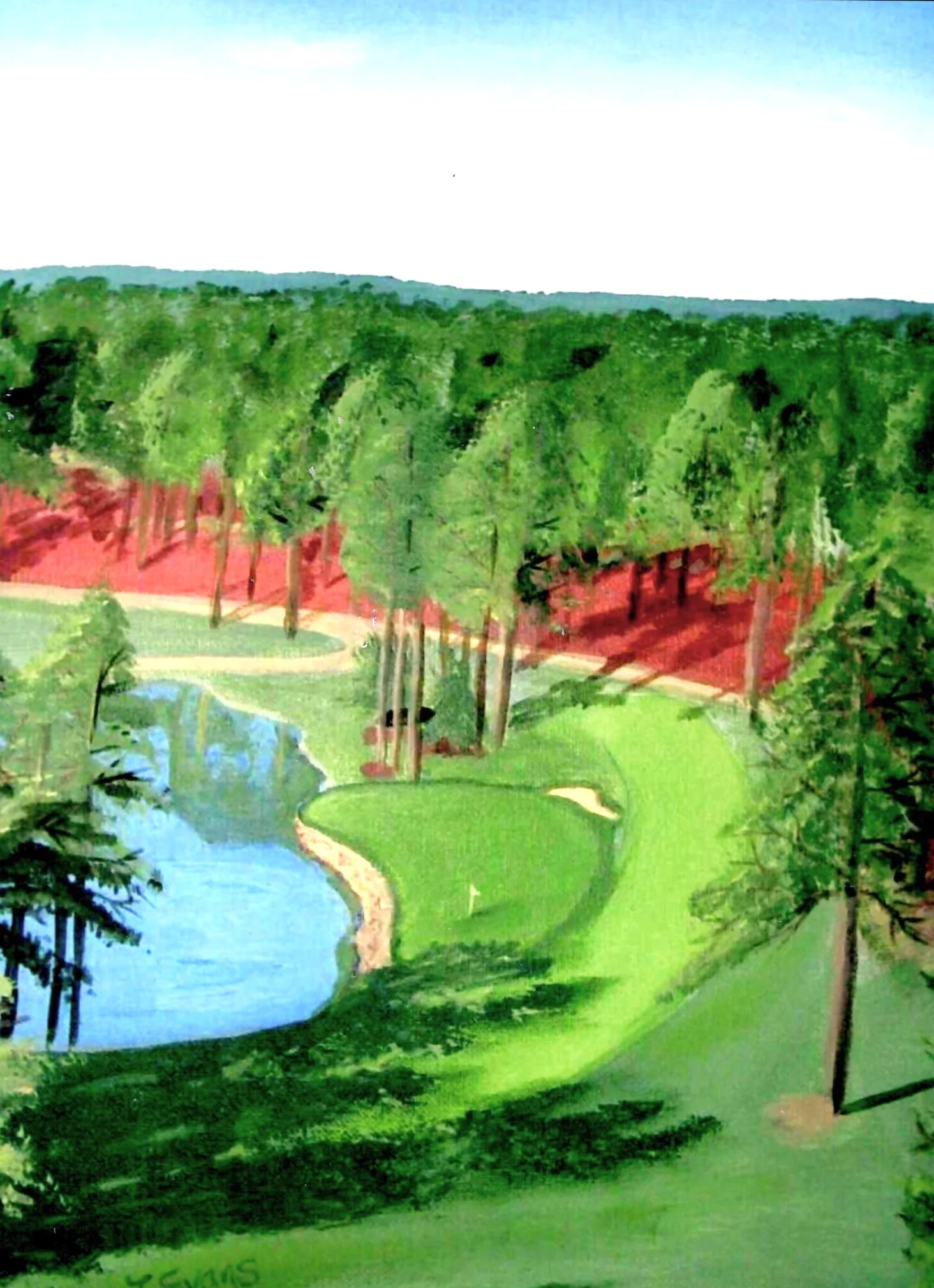 Golf course den mural
