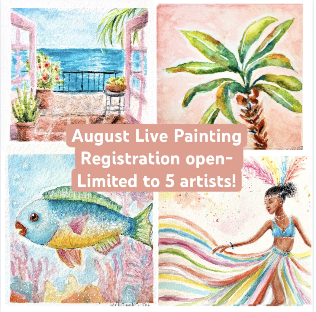 August Monthly Access Pass-  All Courses- Palm Tree, Veranda, Fish and Dancer