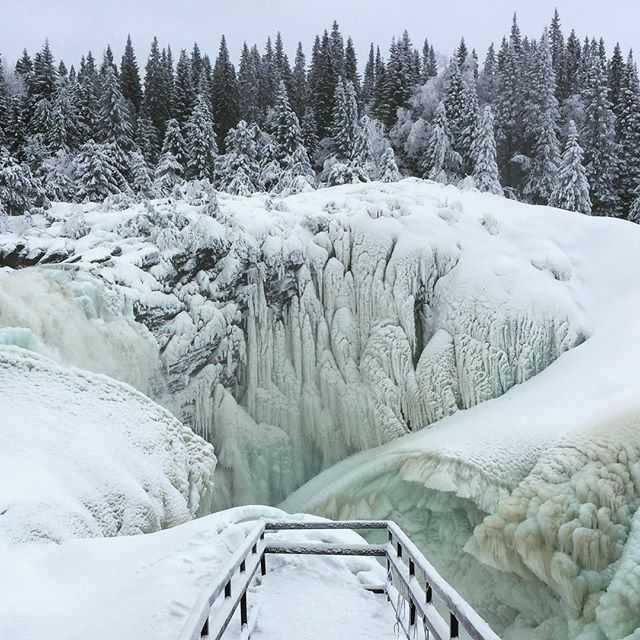 throwback to sweden's biggest waterfall (on the left). #&aring;re #jamtland